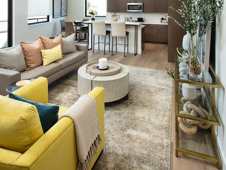 kitchen and living area