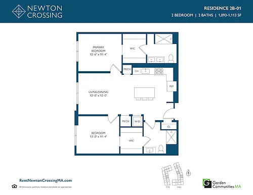 Floor plan Two Bedroom Apartment 2B-01