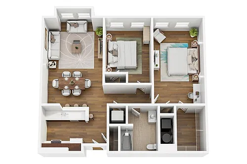 Floor plan 2 Bed, 1 Bath