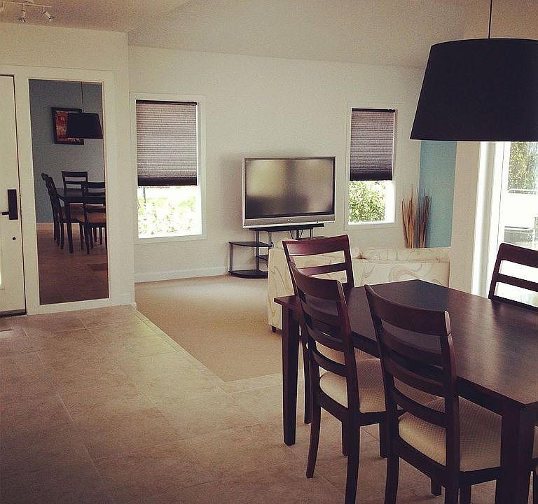 Open dining and living rooms