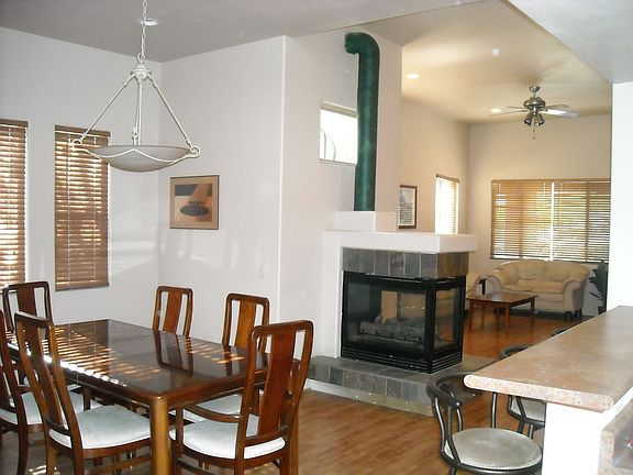 Great room with three sided fireplace