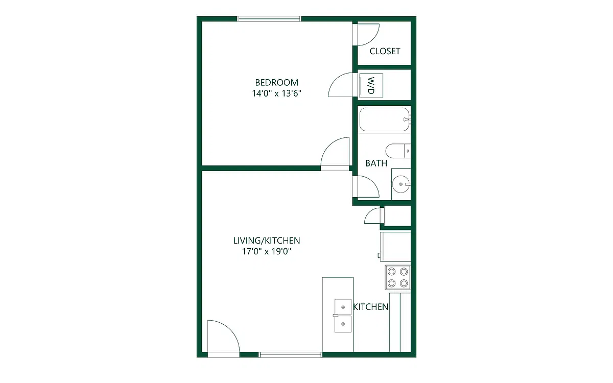 Floor plan 1 bedroom 1 bath