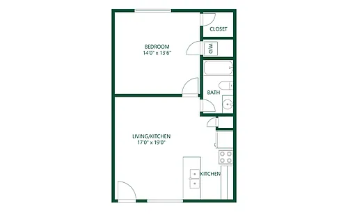 Floor plan 1 bedroom 1 bath