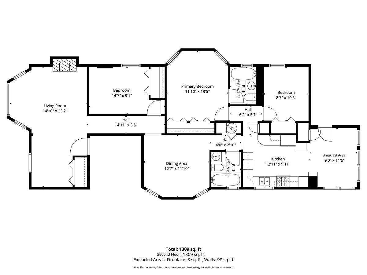 Floor plan 3 Bedroom, 2 Bath