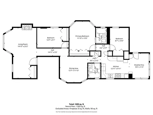 Floor plan 3 Bedroom, 2 Bath