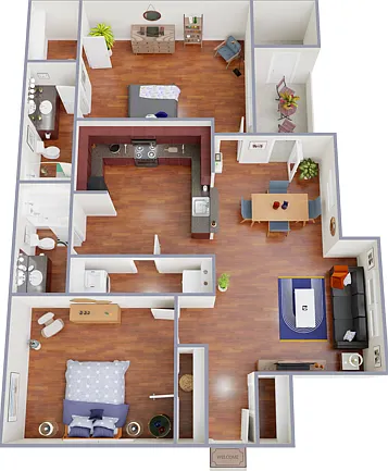 B1140 Floorplan: 2 Bedroom, 2 Bathroom B1140 Floorplan: 2 Bedroom, 2 Bathroom