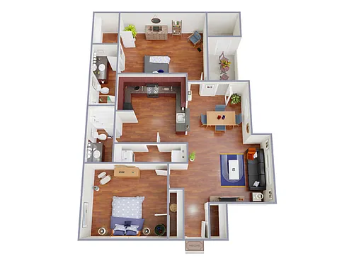 Floor plan 2 Bed, 2 Bath A (140% Income Restricted)