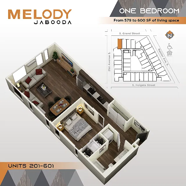 Floor plan 1-Bed A