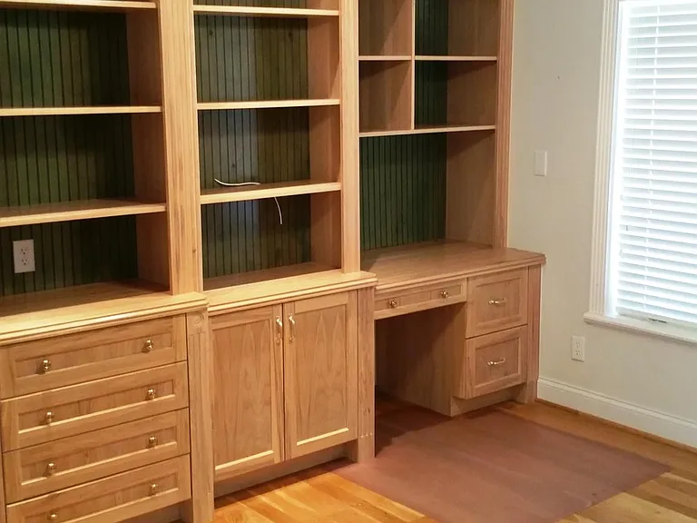 These are the bookshelves in the office