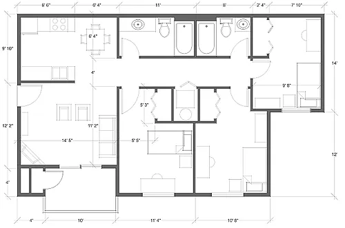 Floor plan 3 Bedroom With Washer & Dryer