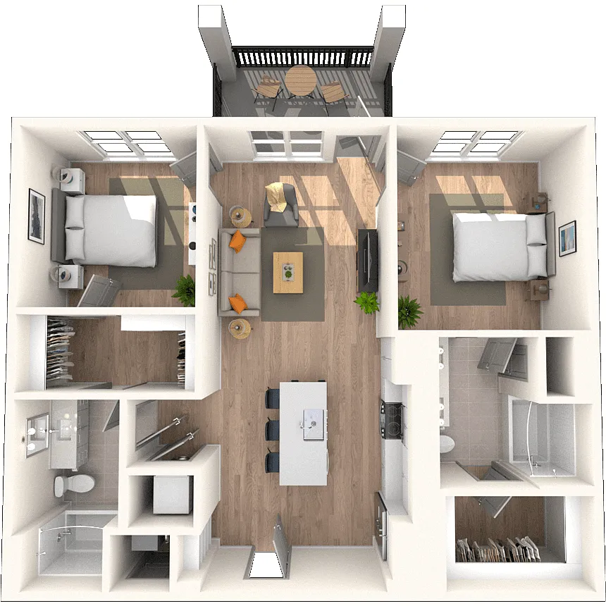 Floor plan B1 2x2 1056 SF-FP