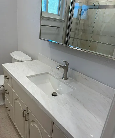 Upper floor hall bathroom vanity