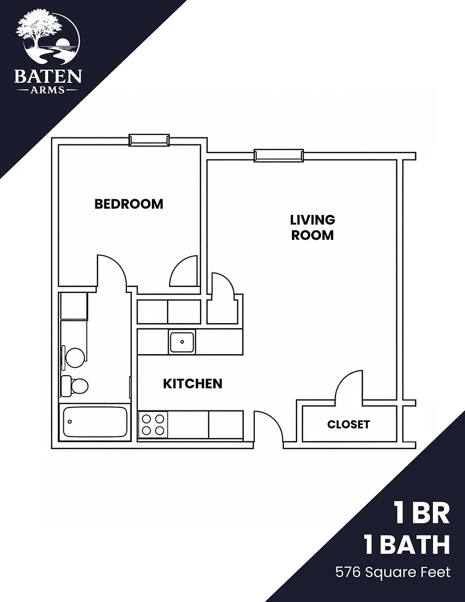 Floor plan 1 Bedroom 1 Bath
