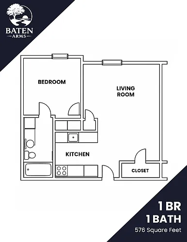 Floor plan 1 Bedroom 1 Bath