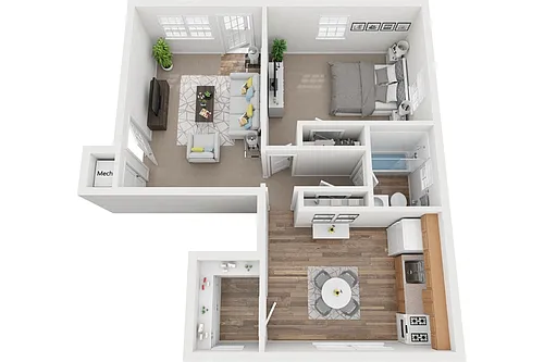 Floor plan 1 Bedroom 1 Bath