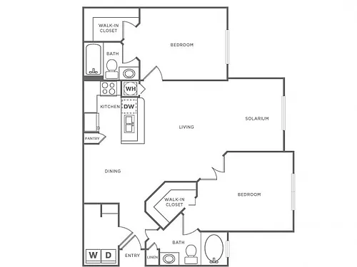 Floor plan Camelia with Solarium (1190 SF)