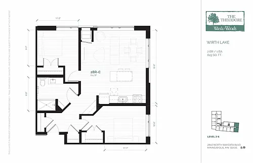 Floor plan 2 Bedroom (2C-50)