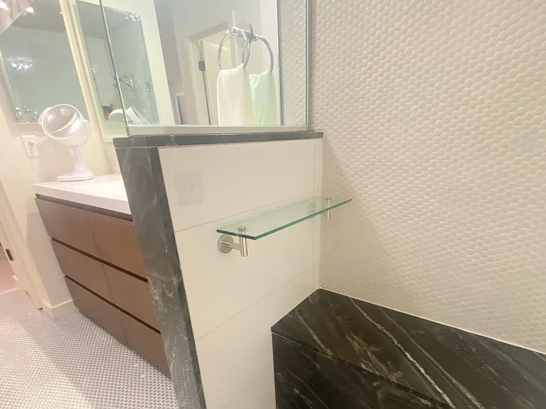 Master shower with seated bench