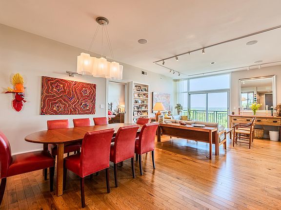 Dining area opens into seating areas.