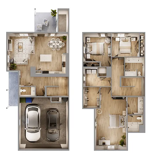 Floor plan 3 Bedroom Townhome (Two Story)