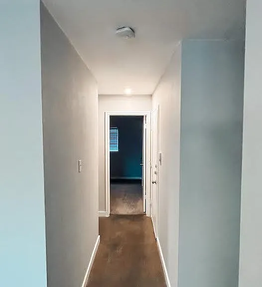 hallway to bedrooms (first bedroom to immediate right, second bedroom straight ahead, master bedroom down the hall to the left)