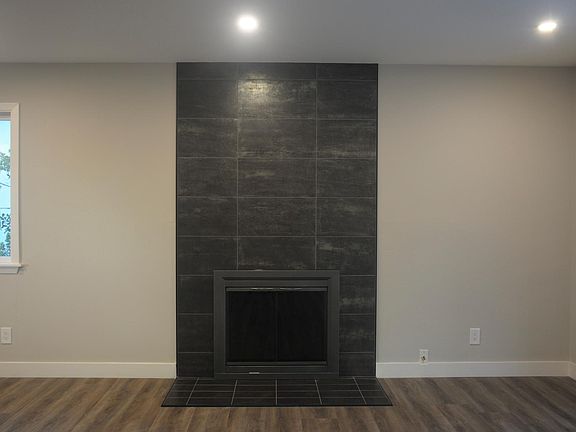Stone wall over fireplace