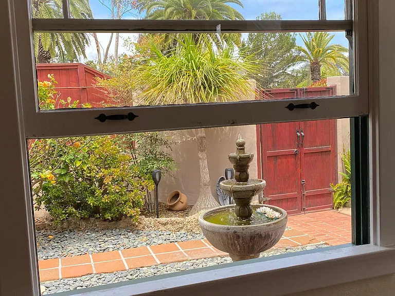 front gate and water fountain
