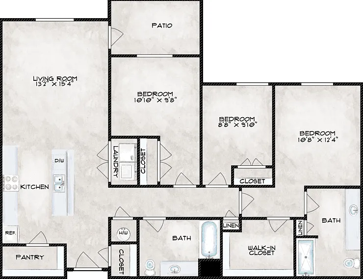 D-3B2B Floorplan Diagram