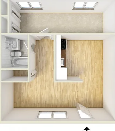 One bedroom floor plan One bedroom floor plan