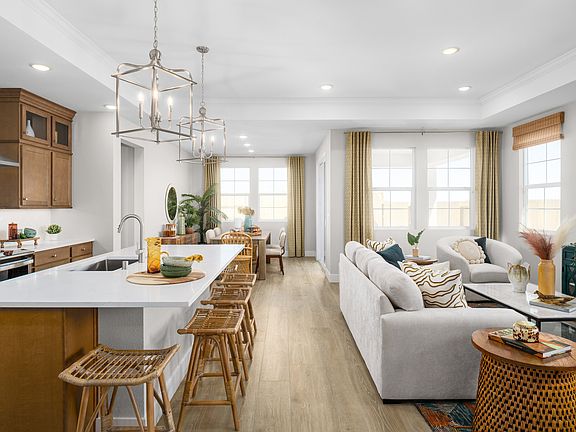 Stately pendant lighting over the kitchen island