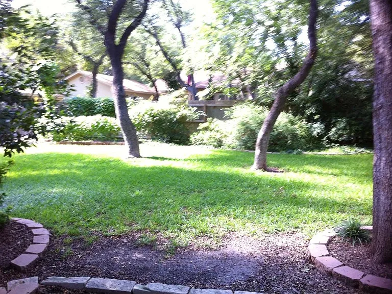 Landscaped backyard.