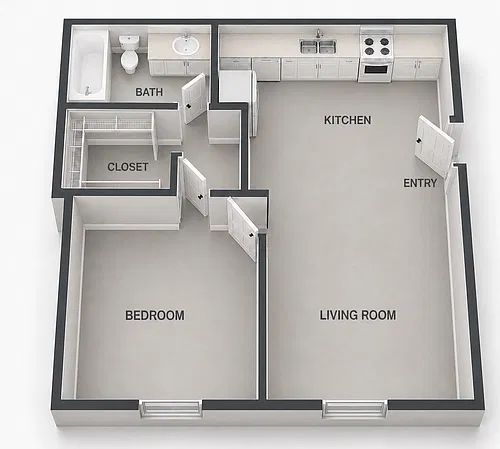 Floor plan 1 Bedroom 1 Bathroom