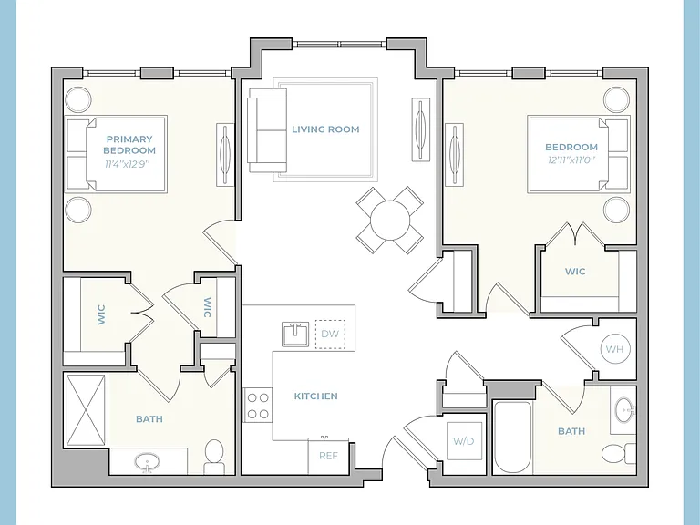 2BR-B floor plan The Park at Woodbridge Station