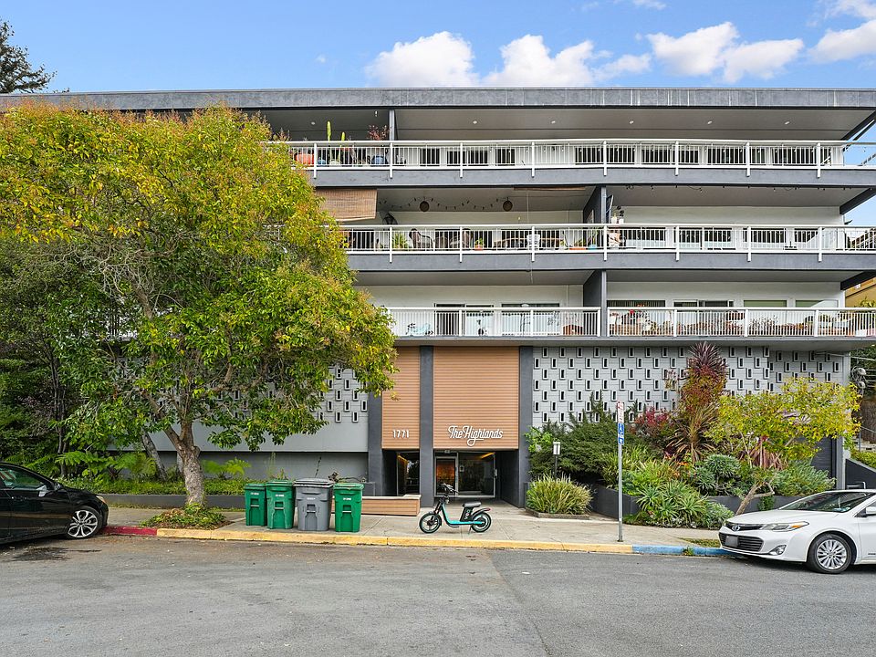 Front exterior view of the apartment building at 1771 Highland Pl, Berkeley, CA 94709, United States