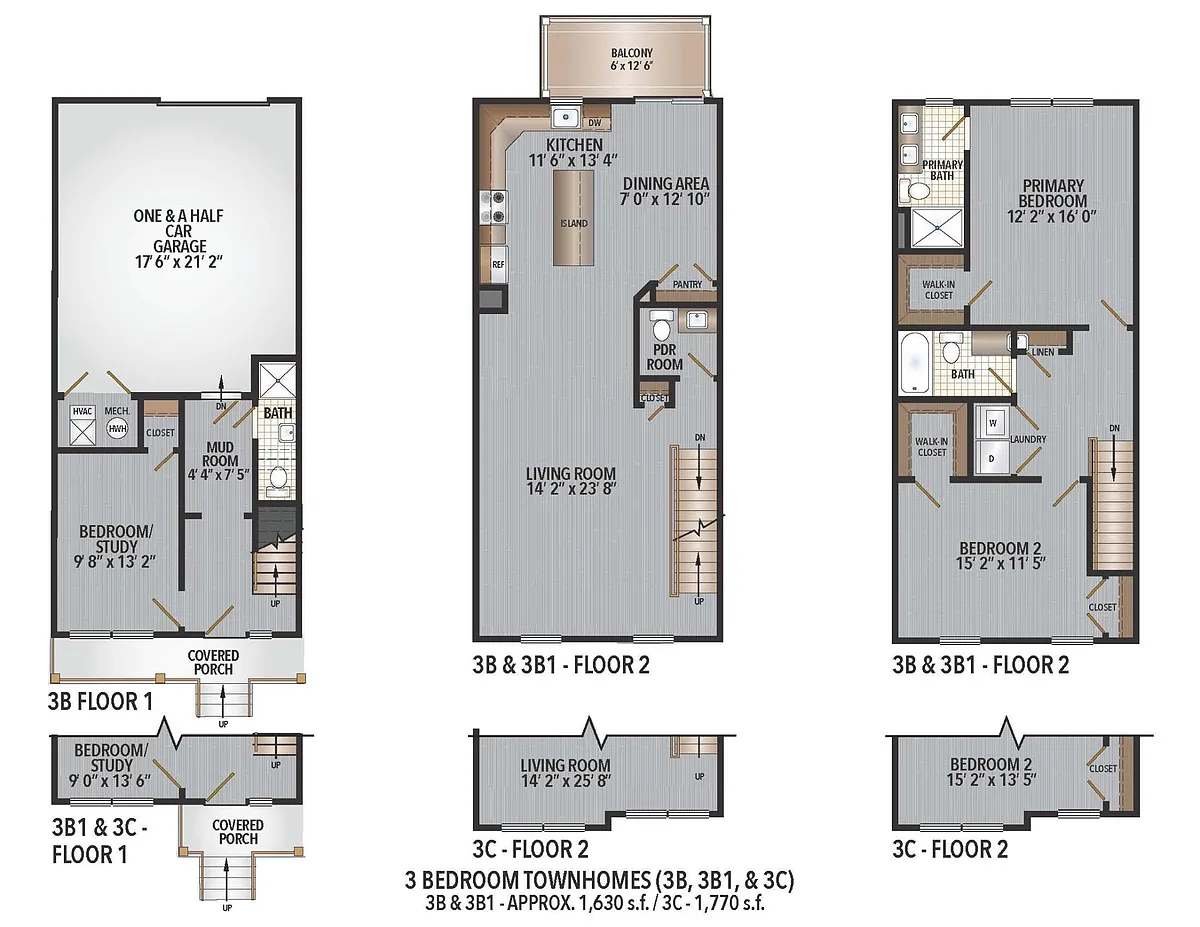 Floor plan 3 Bedroom Luxury Townhome