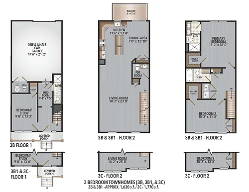 Floor plan 3 Bedroom Luxury Townhome
