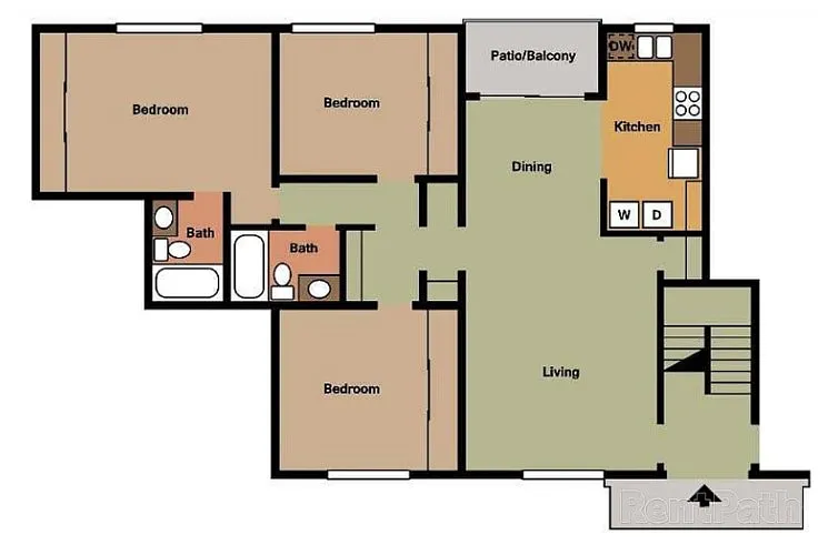 Floor plan 3 Bedroom - 2 Bath