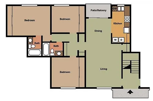 Floor plan 3 Bedroom - 2 Bath