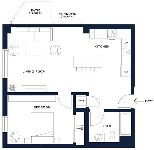 Floor plan 1 Bed/1 Bath-C2