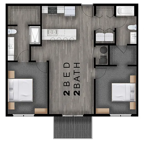 Floor plan 2 Bed, 2 Bath