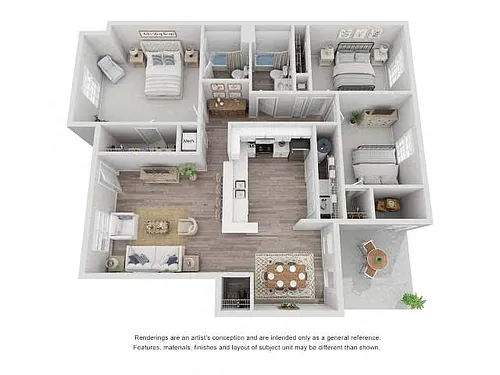 Floor plan LE1 - 3 Bed, 2 Bath