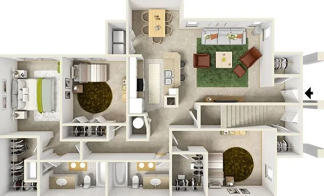Hawthorne Groves - Woodmont DN - 2 Beds - 2 Baths - 1402 Sq. ft.