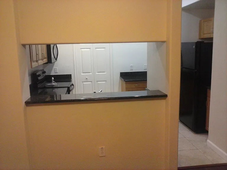 View of kitchen from great room.