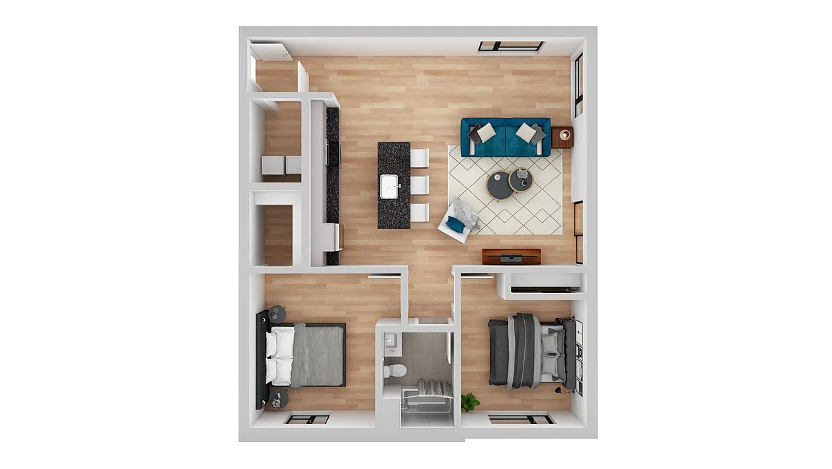 Floor plan 2 Bed 1 Bath