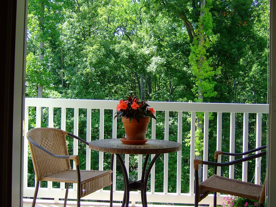 Private patio off living room.