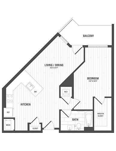 Floor plan 1 Bed/1 Bath-C4