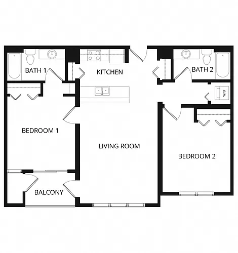 Floor plan 2X2 L