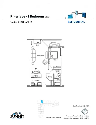 Floor plan 1 bedroom - 740 Proudfoot 1 Bed 1 Bath