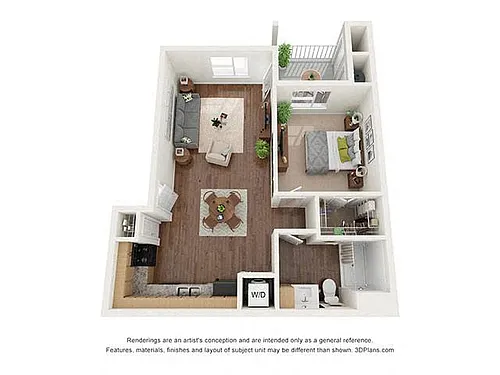 Floor plan One Bedroom (A1)
