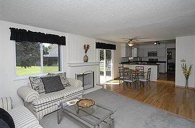 open family room and kitchen